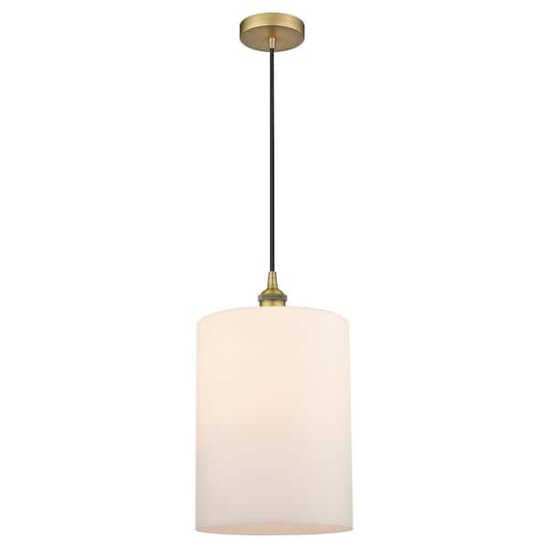 Cobbleskill 60-Watt 1-Light Brushed Brass Standard Mini Pendant Light with Painted Glass Shade, No Bulbs Included
