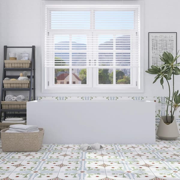 JimsMaison 67 in. x 28 in. Stone Resin Soaking Bathtub with Reversible Drain in Matte White