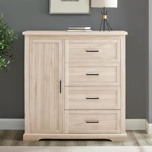 45 in. W. Birch Wood 4-Drawer and 1-Cabinet Transitional Wardrobe