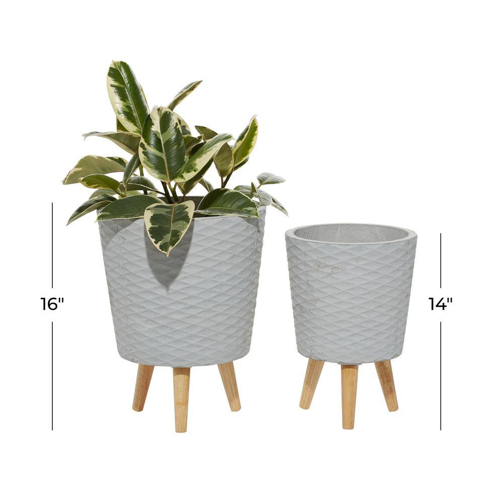 Zimlay Grey Polystone Contemporary Outdoor Planter Set