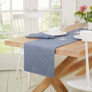 Somers 15 in. W x 72 in. L Denim Blue Solid Polyester Table Runner