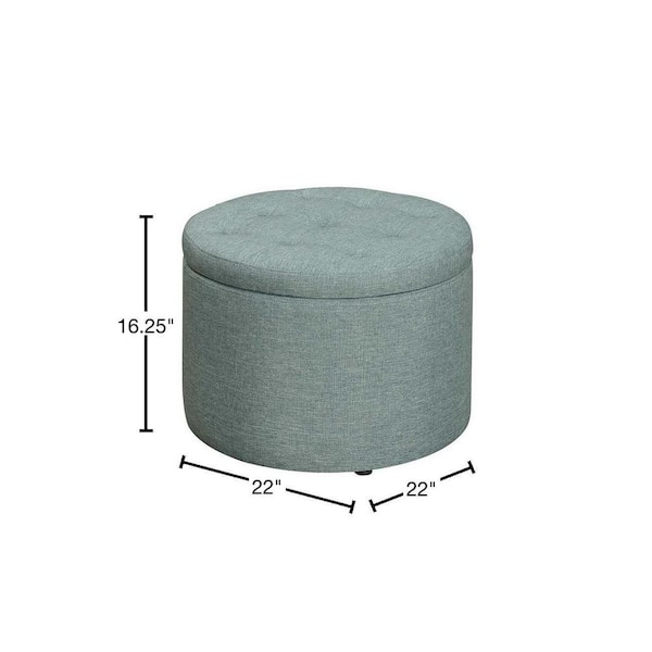 Convenience Concepts Designs4Comfort Green Faux Linen Round She Storage  Ottoman R9-189 - The Home Depot