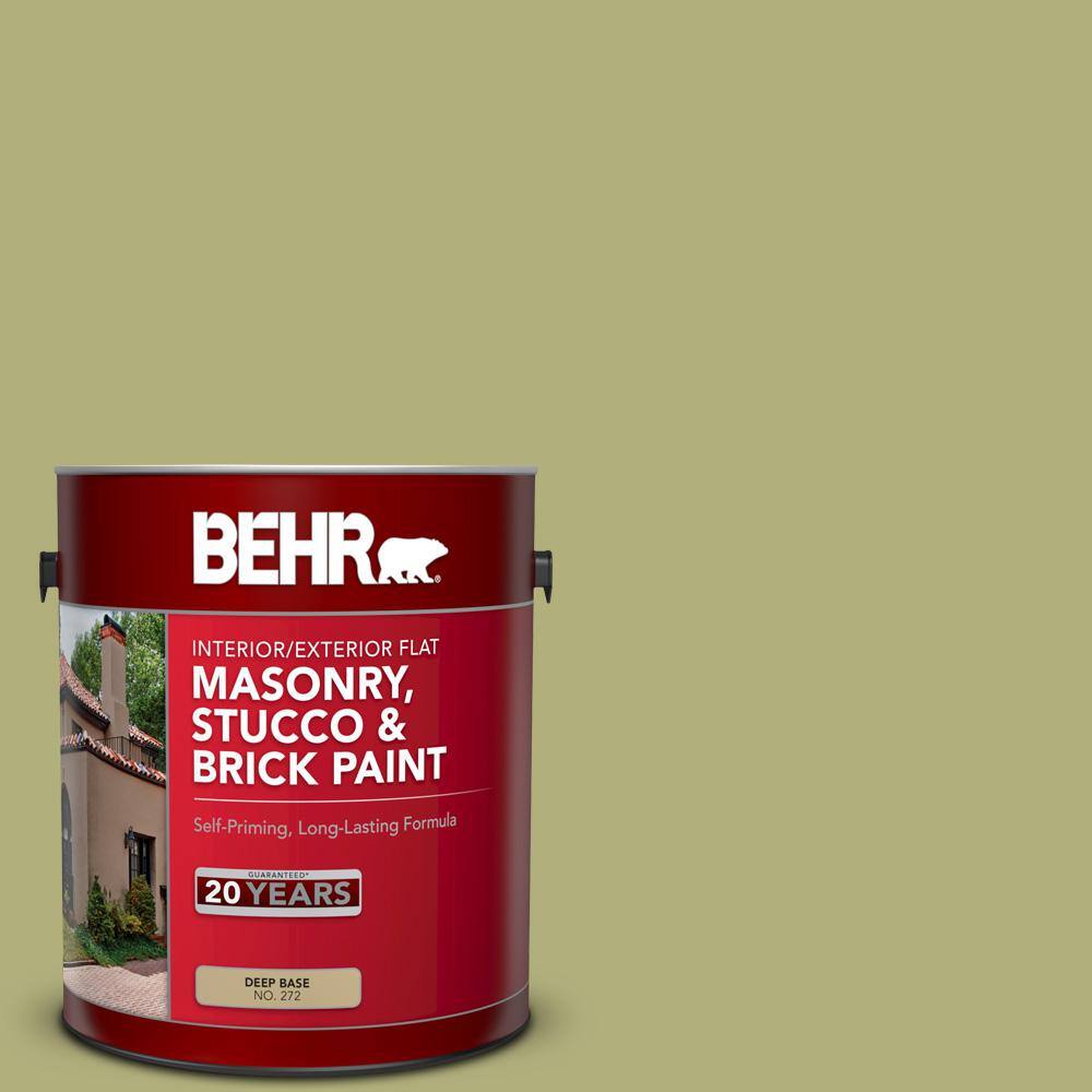 1 gal. #M340-5 Fresh Artichoke Flat Interior/Exterior Masonry, Stucco and B