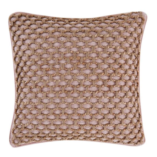 Boho Living Jada Geometric Blush 20 in. x 20 in. Braided Jute Decorative Throw Pillow