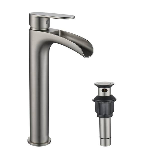 androme High Arc Single Hole Single Handle Stainless Steel Waterfall ...