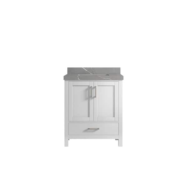 Willow Collections Malibu 30 in. W x 22 in. D x 36 in. H Bath Vanity in White with 2 in. Piatra Quartz Top