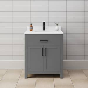 Beckett 30 in. W x 22 in. D x 35 in. H Single Sink Bathroom Vanity in Dark Gray with White Cultured Marble Top