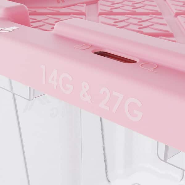 HDX 27 Gal. Tough Tote in Clear with Orchid Pink Lid 999-27G-HDXOP