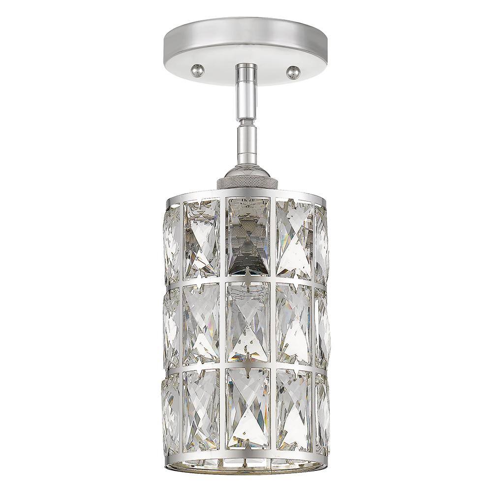 Oliver Polished Nickel Mini Pendant with Crystal Accents