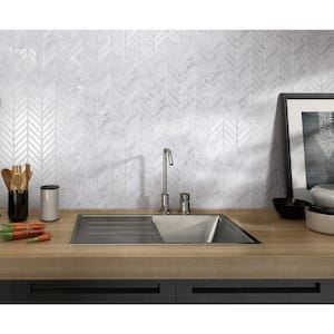 Take Home Sample Maui White 4 in x 4 in Marble Peel & Stick Wall Mosaic Tile (0.11 sq.ft/Each)