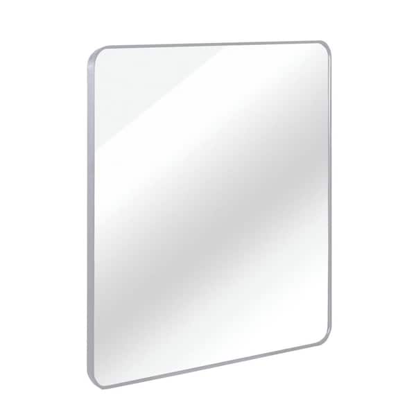Silver 30 in W x 30 in. H Square Metal Framed Bathrrom Mirror