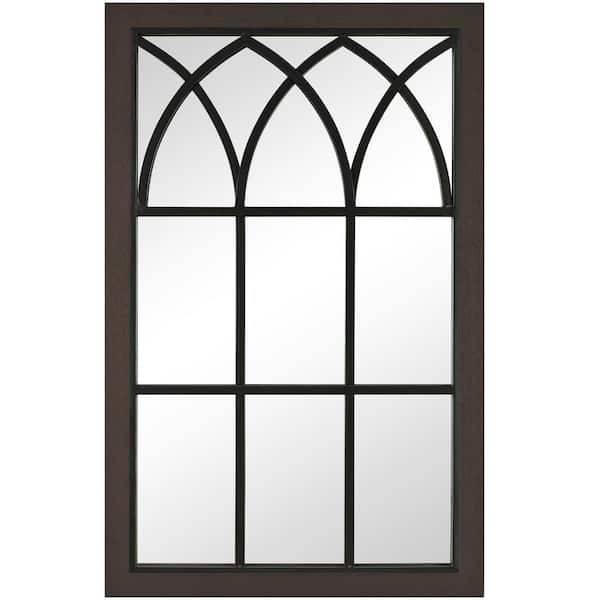 FirsTime & Co. 24 x 2 x 37.5 in. Rectangular Wood Espresso Grandview Arched Farmhouse Window Mirror