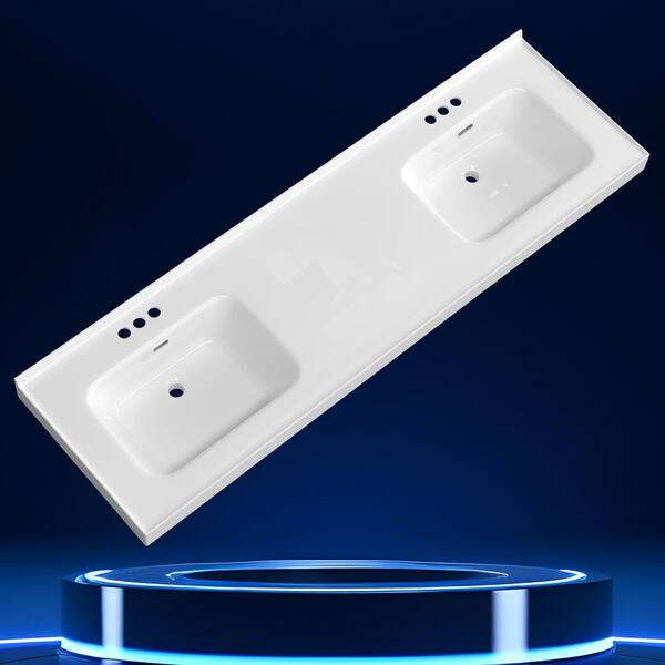 Zeafive Xoe 73 in. W x 22 in. D Solid Surface White Rectangular