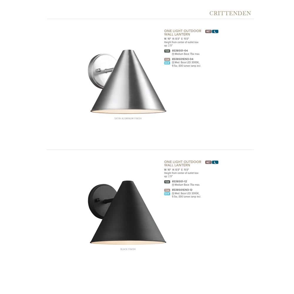 Black Aluminum Mid-Century Modern Outdoor Wall Sconce