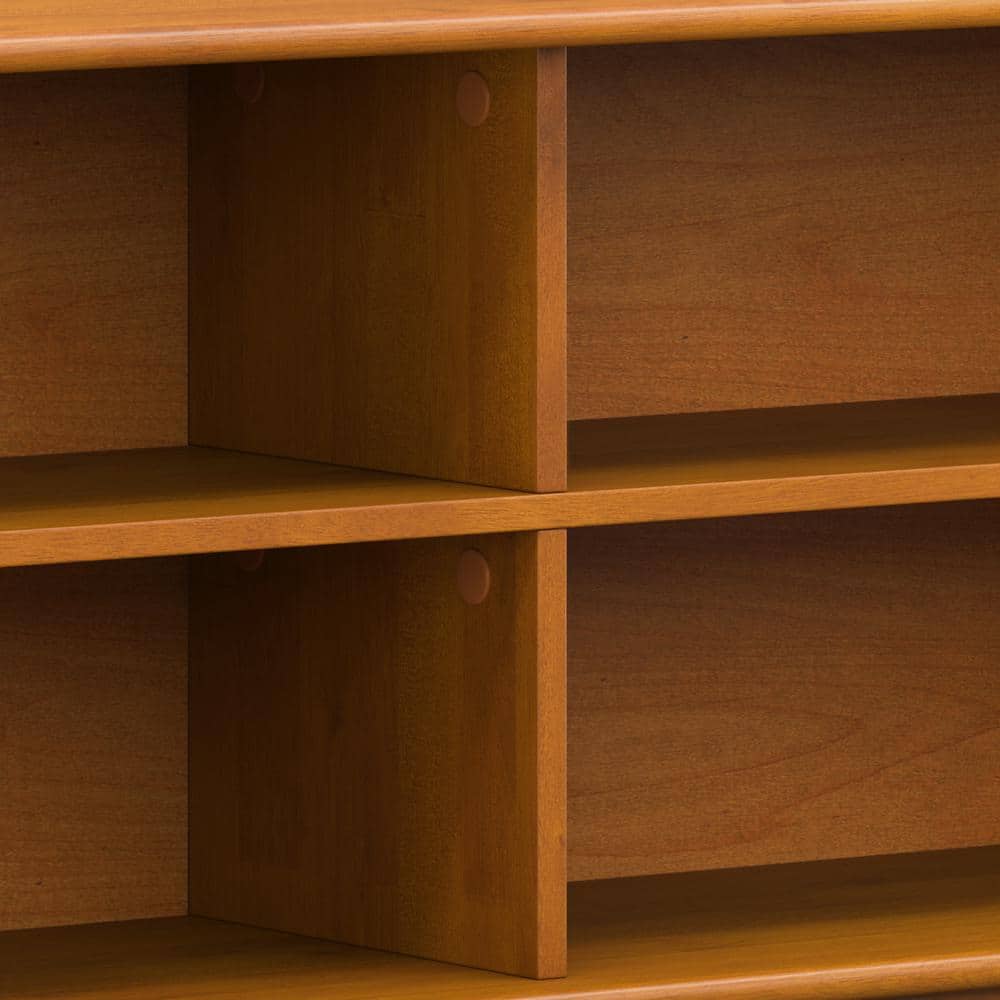 Teak Brown Lacquered Rubberwood Mid-Century Modern 4-Shelf Bookcase