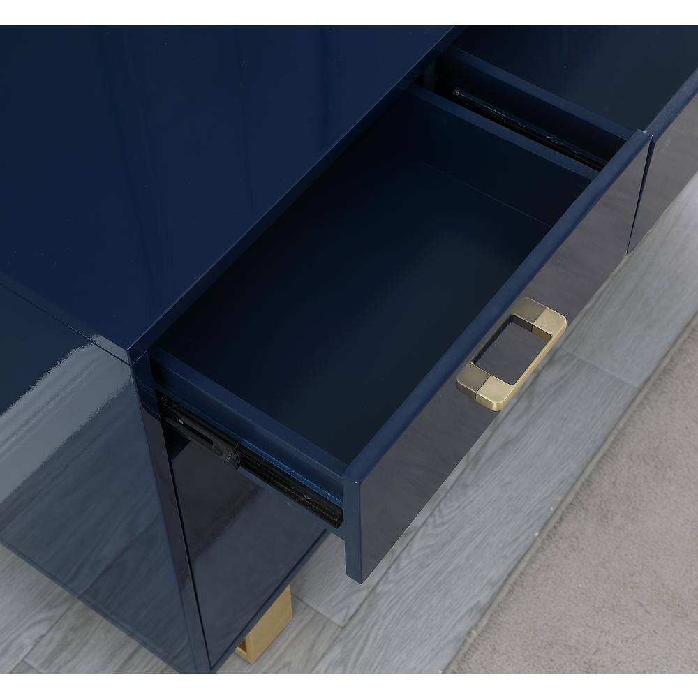 Tyrion 73" Navy Lacquer Sideboard with Gold Accents
