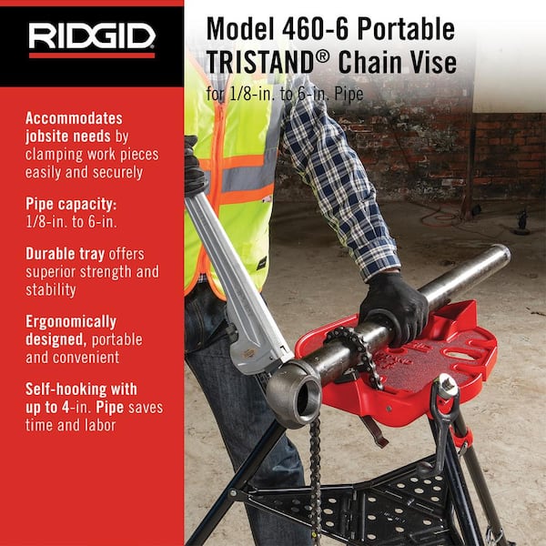 RIDGID 1/8 in. to 6 in. Pipe Capacity, Portable TriStand Chain