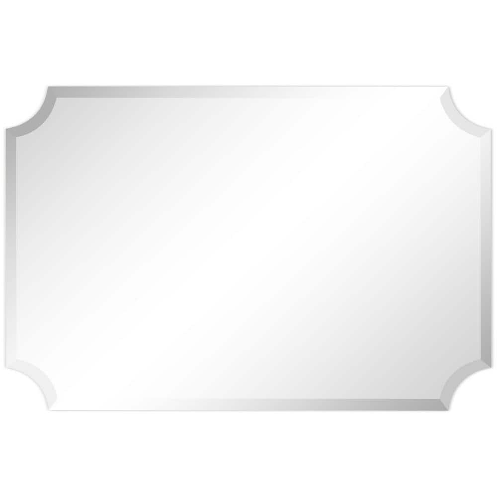 Elegant Frameless Scalloped 24x36 Rectangular Wall Mirror
