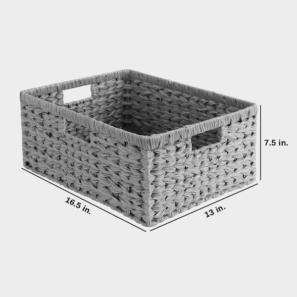Gray 16.5 in. x 7.5 in. Polypropylene Decorative Basket with