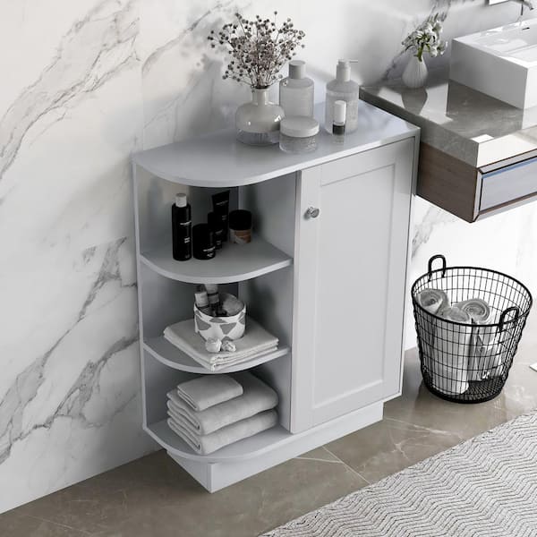 Aoibox 23.6 in. W x 9.7 in. D x 31.3 in. H Gray Open Style Shelf Cabinet Linen Cabinet with Adjustable Plates, Gray