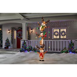 7 ft. Yuletide Lane Twinkling LED Stacked Reindeer Holiday Yard Decoration