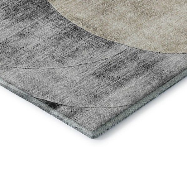 Mayfield Premium Machine Washable Abstract AMF1140 Pewter 9 ft. x 12 ft. Area Rug