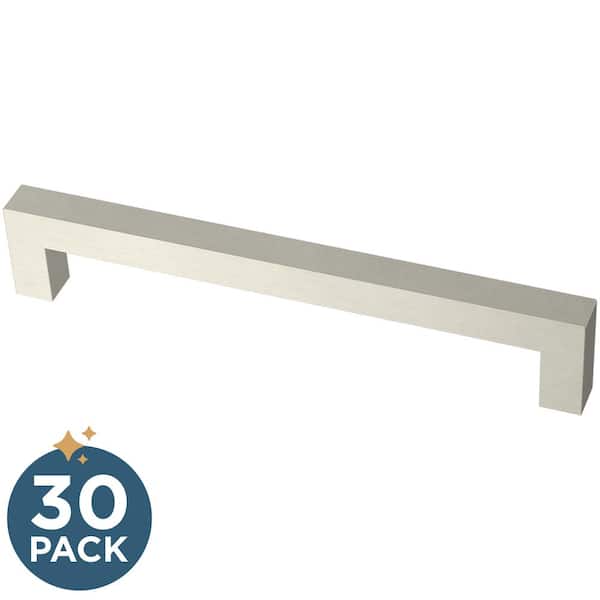 30-Pack Simple Modern Square 6-5/16 in. (160 mm) Modern Cabinet Drawer Pulls in Stainless Steel
