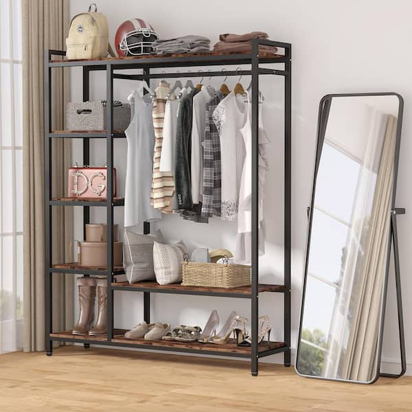 Tribesigns Small Heavy Duty Clothes Rack with Shelf and Hanging Rod,  Freestanding Closet Organizer, Industrial Hall Tree Garments Rack for Small