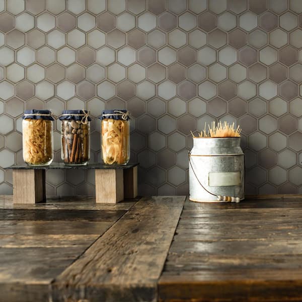 Hudson Due 2" Hex Dove Grey 10-7/8 in. x 12-5/8 in. Porcelain Mosaic Tile (9.7 sq. ft./Case)