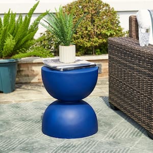 17.75 in. H Multi-functional MGO Cobalt Blue Outdoor Side table or Accent Table or Garden Stool