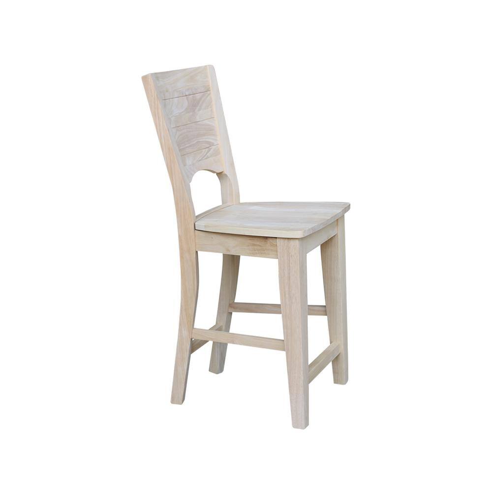 Rustic Farmhouse 24" Solid Wood Counter-Height Stool, Natural Finish