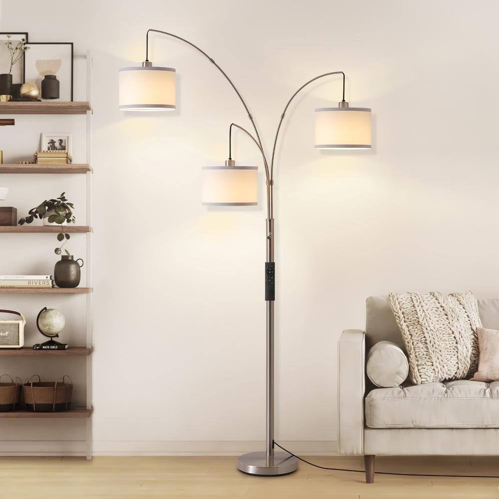 80 in. Nickel 3-Light Dimmable 3-Color Temperature, Arc Floor Lamp with Remote Control, Modern Tall Standing Lamp price history on PriceWatchPro