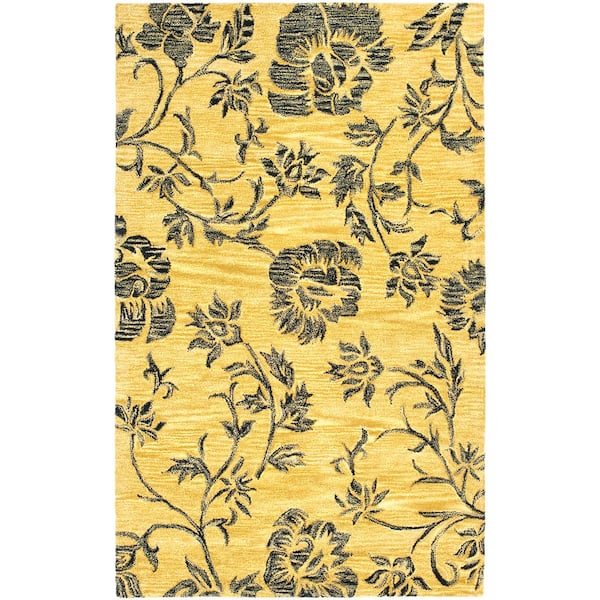 Soho 4 ft. x 6 ft. Gold/Black Vine Area Rug