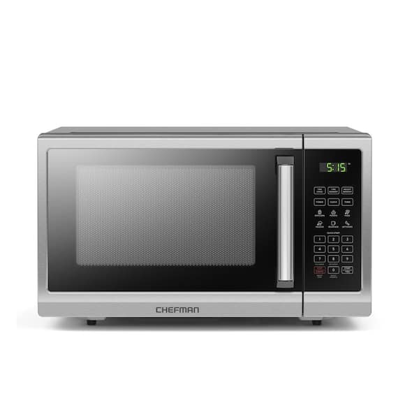 Chefman 0.9 cu. ft. Countertop Microwave in Black Stainless Steel with Presets, Power Levels, Mute, Child lock, 900 Watts