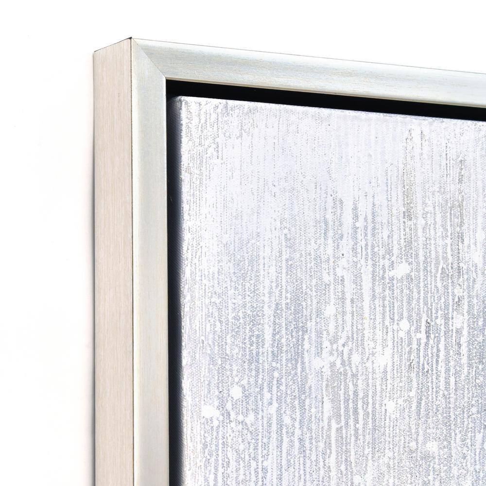 Winter Steps Blue and Grey Abstract Hand Painted Canvas with Champagne Frame