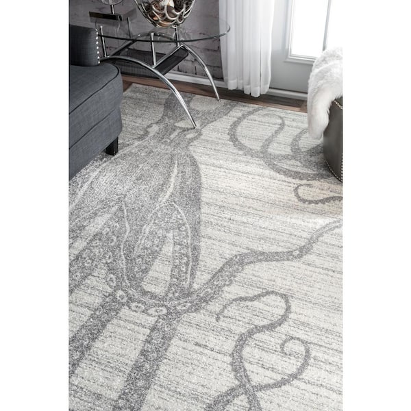 nuLOOM Thomas Paul Octopus Silver 8 ft. x 10 ft. Area Rug BDTP05B