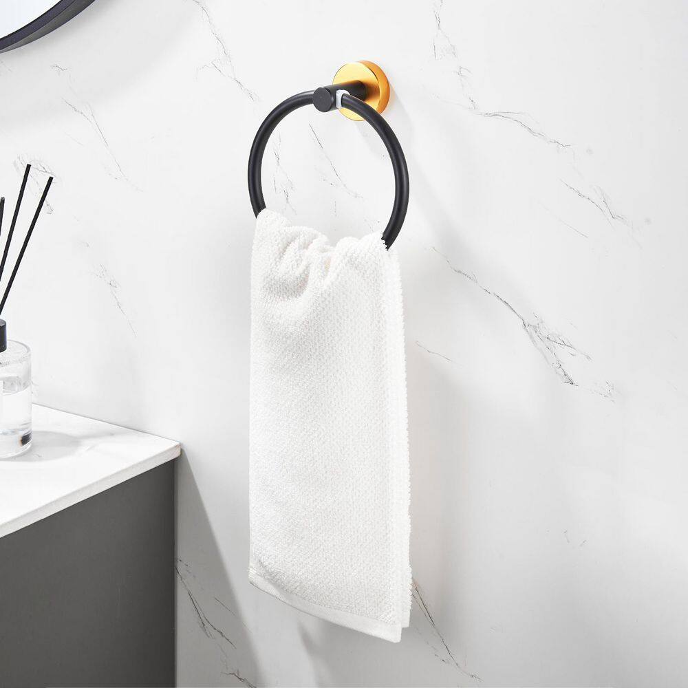 Black and Gold Adjustable Space Aluminum Bathroom Hardware Set