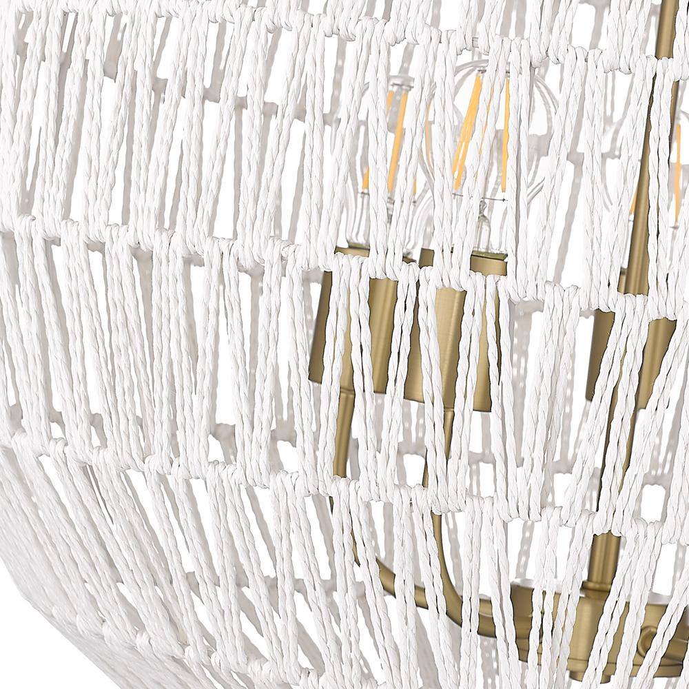 Florence 5-Light Pendant with White Raphia Rope and Bronze Finish