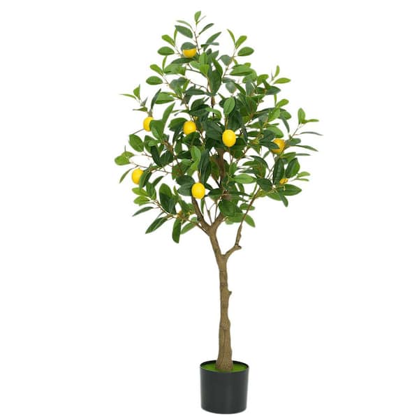 Unbranded 3.9 ft. Artificial Lemon Tree In Pot, Faux Lemon Fruit Tree Artificial Potted Plants