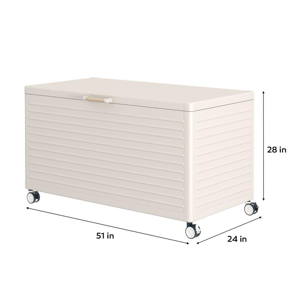 Latte Metal 134 Gallon Outdoor Deck Box with Wheels