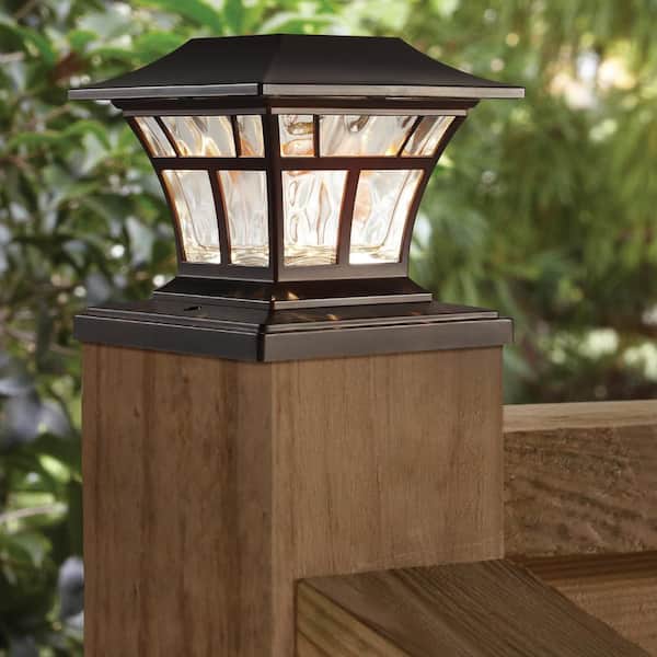 4x4 or 6x6 Mediterranean Bronze Integrated LED Outdoor Solar Deck Post Light
