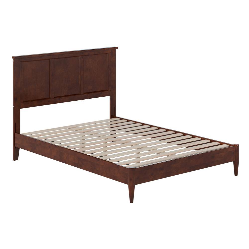 Charlotte Full Walnut Solid Wood Platform Bed with Headboard