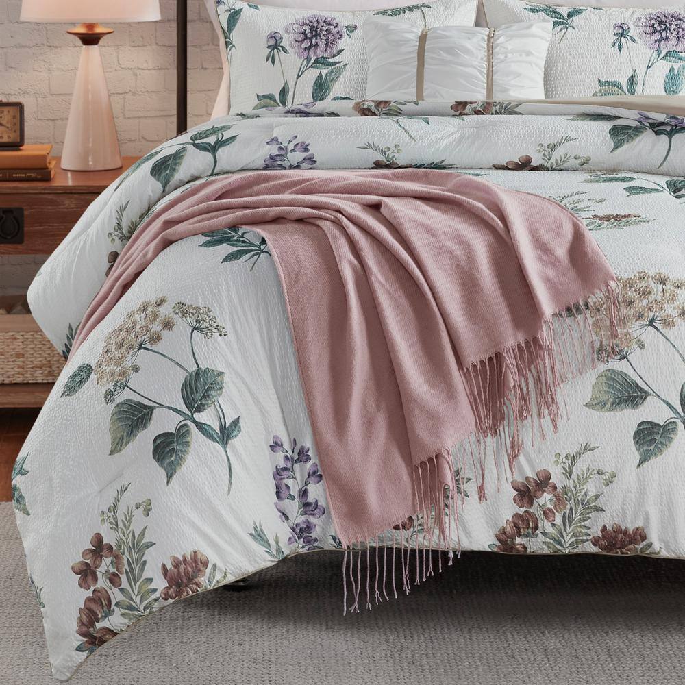 Blush Floral 7-Piece Microfiber King Bedspread Set