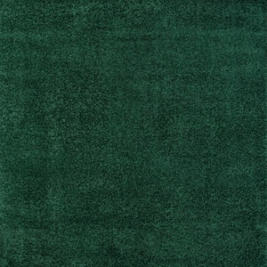 Haze Solid Low-Pile Emerald 7 ft. Square Area Rug