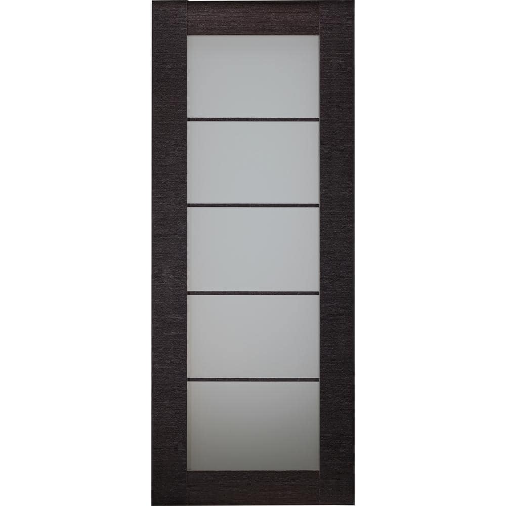 Belldinni 32 in. x 80 in. Avanti Black Apricot Finished Solid Core Wood 5Lite Frosted Glass