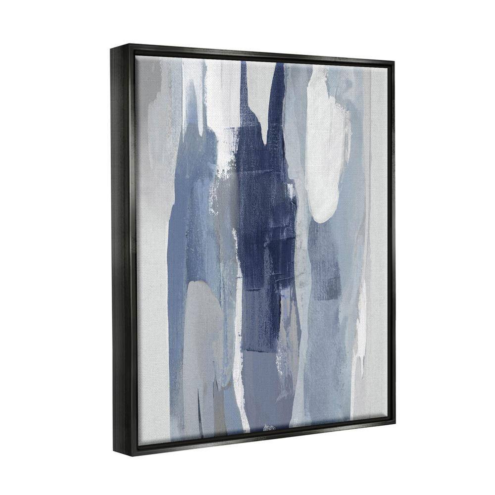 Blue and White Abstract Canvas Print with Black Frame