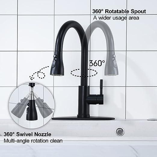 Matte Black Stainless Steel Pull Down Kitchen Faucet with Spray