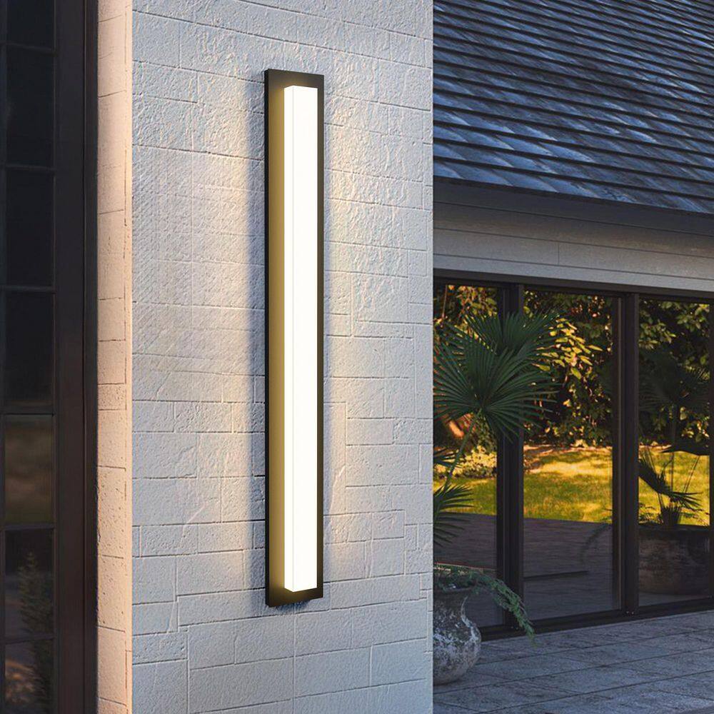 39.3 in. Black Aluminum Rectangular Linear LED Outdoor Wall Light with Acrylic Shade price history on PriceWatchPro