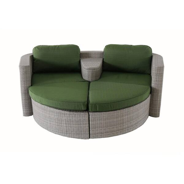 Hanover Boca Del Mar 3-Piece All-Weather Wicker Patio Lounge Chair with Basil Green Cushions