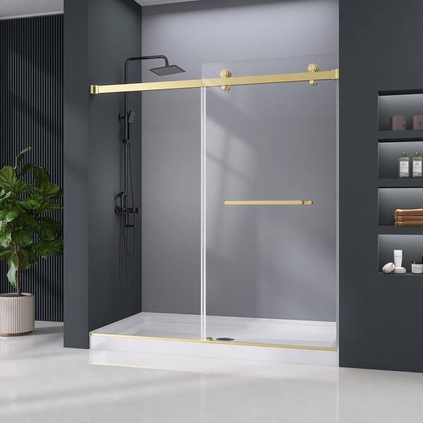 Zeafive 68 to 72 in. W x 76 in. H Frameless Double Sliding Shower